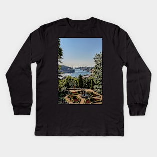 Porto - view towards the Ponte da Arrábida bridge Kids Long Sleeve T-Shirt